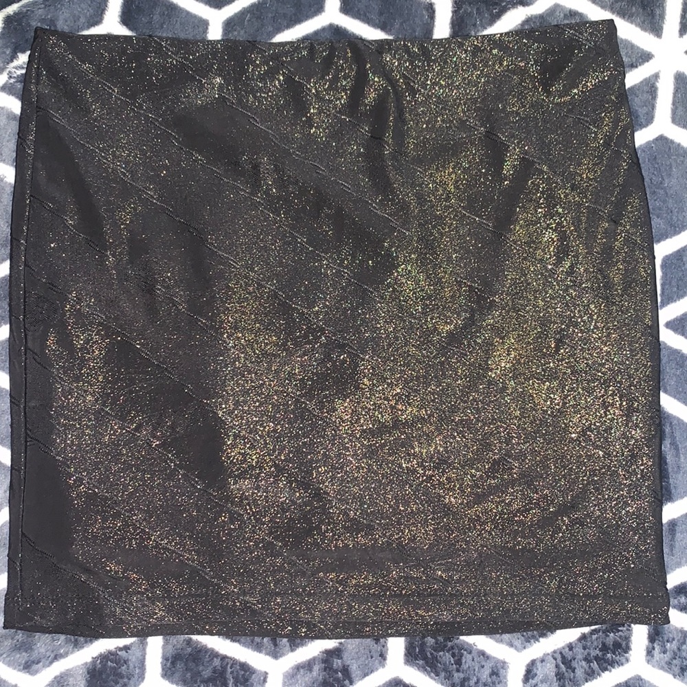 Black/ Gold Glitter Mini Skirt